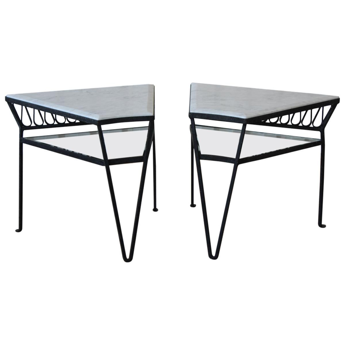 Pair of Iron Side Tables by Maurizio Tempestini for Salterini, Italy, 1950s