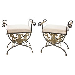 Pair of Iron Stools, 19th-20th Century