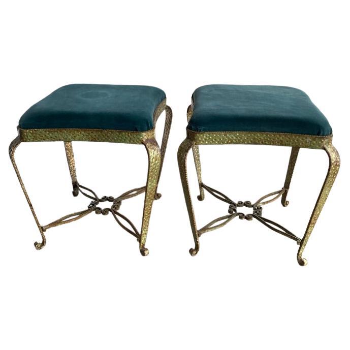 Pair of Iron Stools For Sale