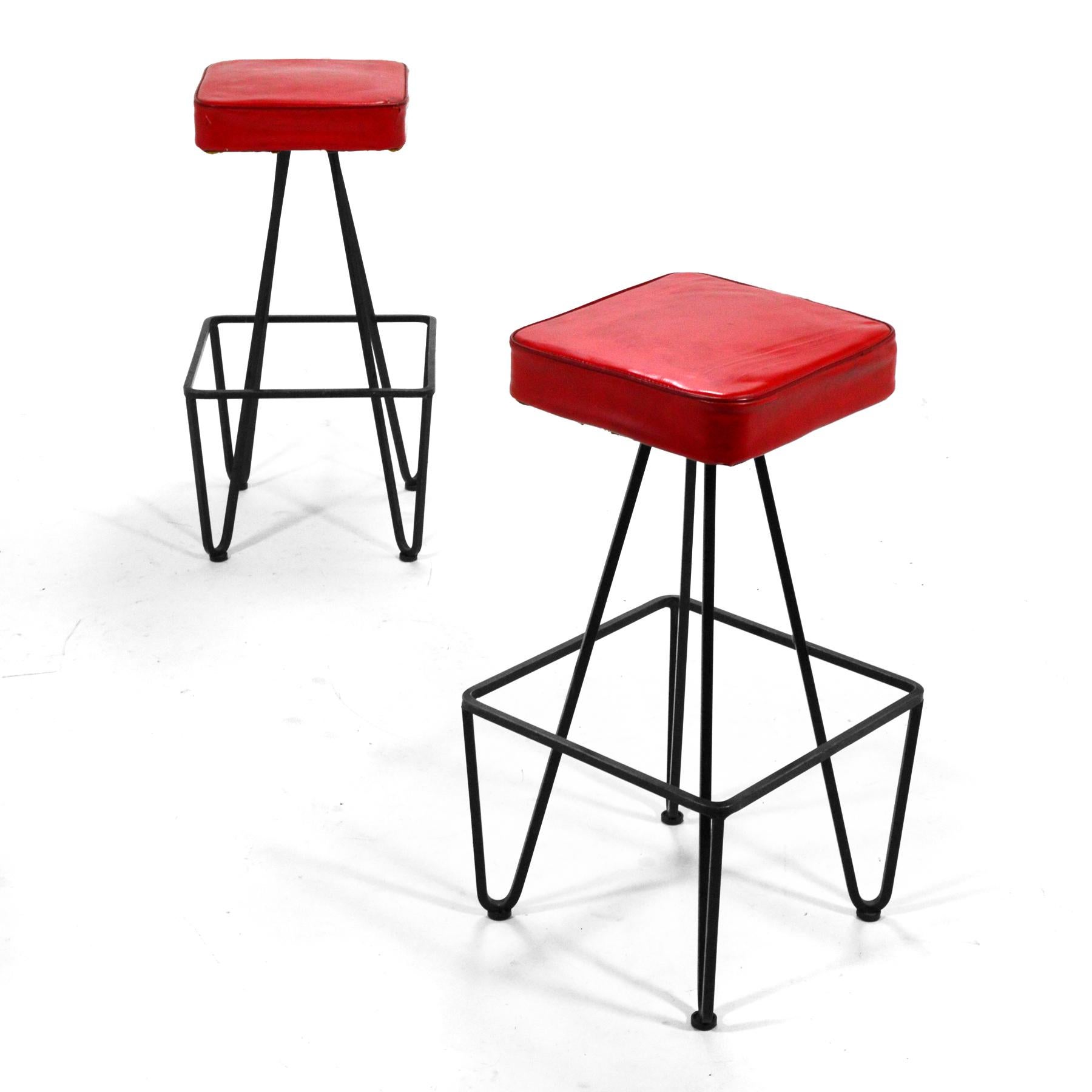 American Pair of Iron Stools in the manner of Frederic Weinberg For Sale
