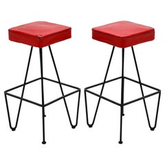 Pair of Iron Stools in the manner of Frederic Weinberg