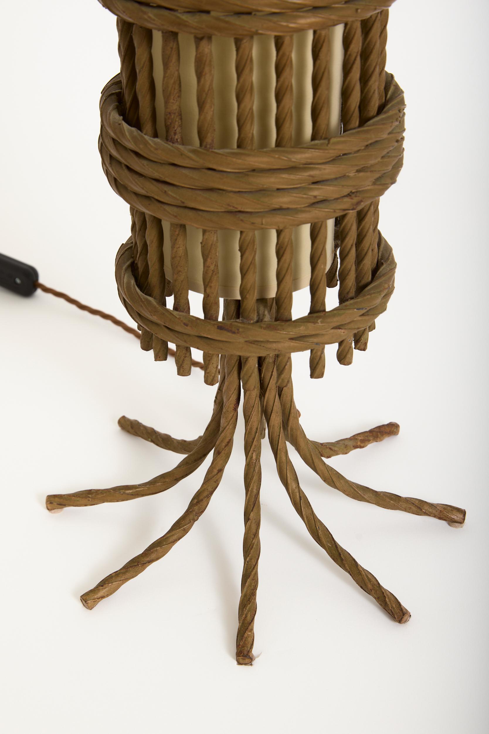 Spanish Pair of Iron Table Lamps For Sale
