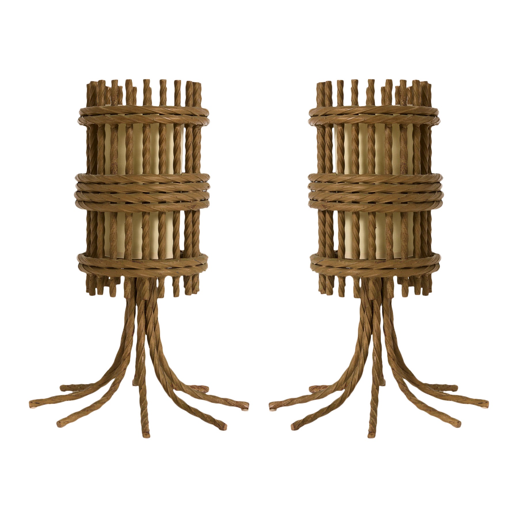Pair of Iron Table Lamps For Sale