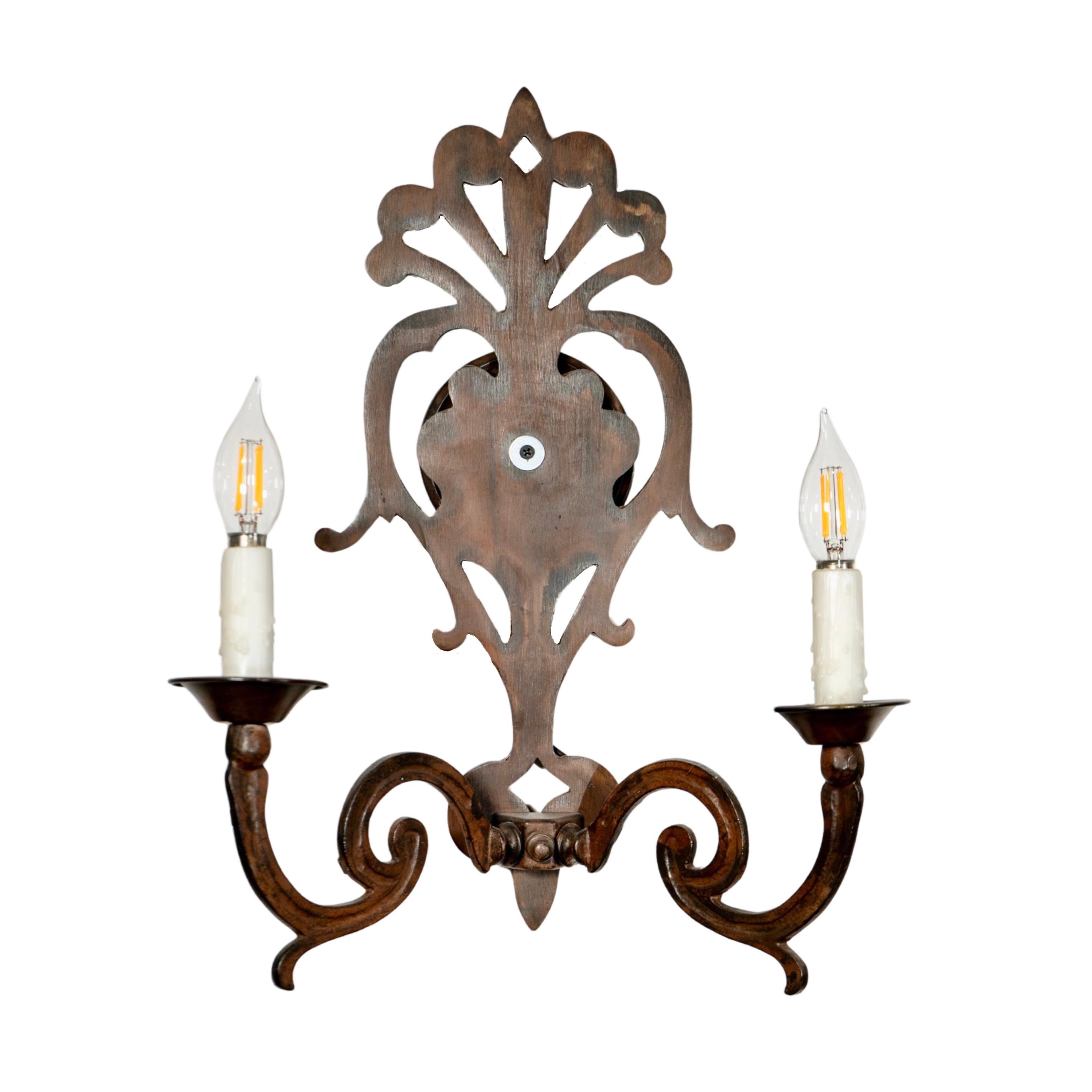 19th Century Pair of Iron Wall Sconces For Sale