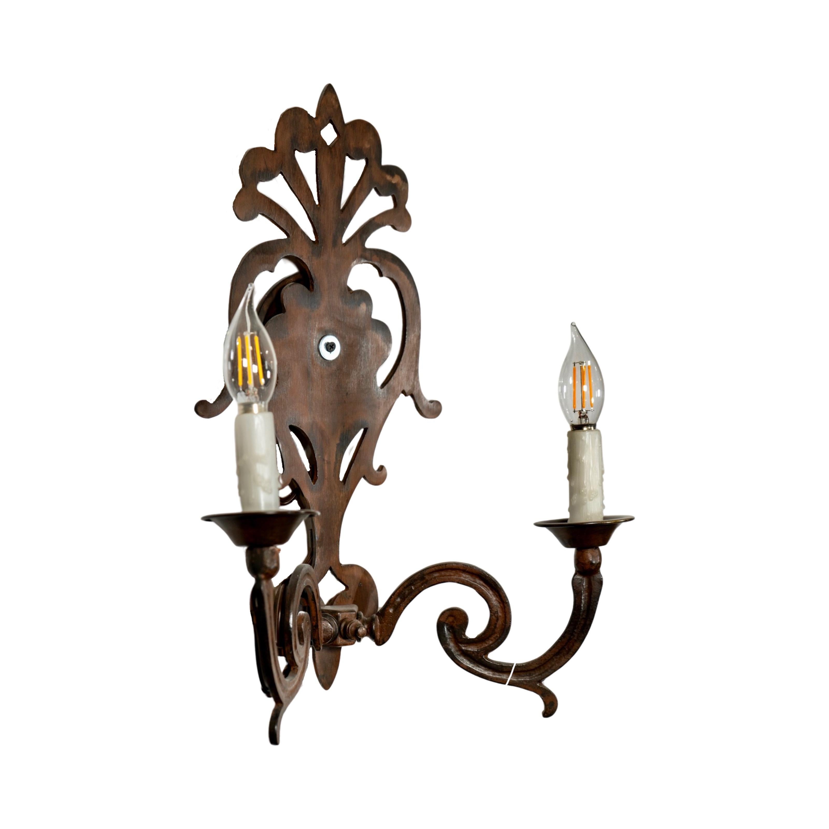 Pair of Iron Wall Sconces For Sale 1