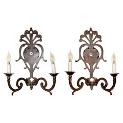 Antique Pair of Iron Wall Sconces