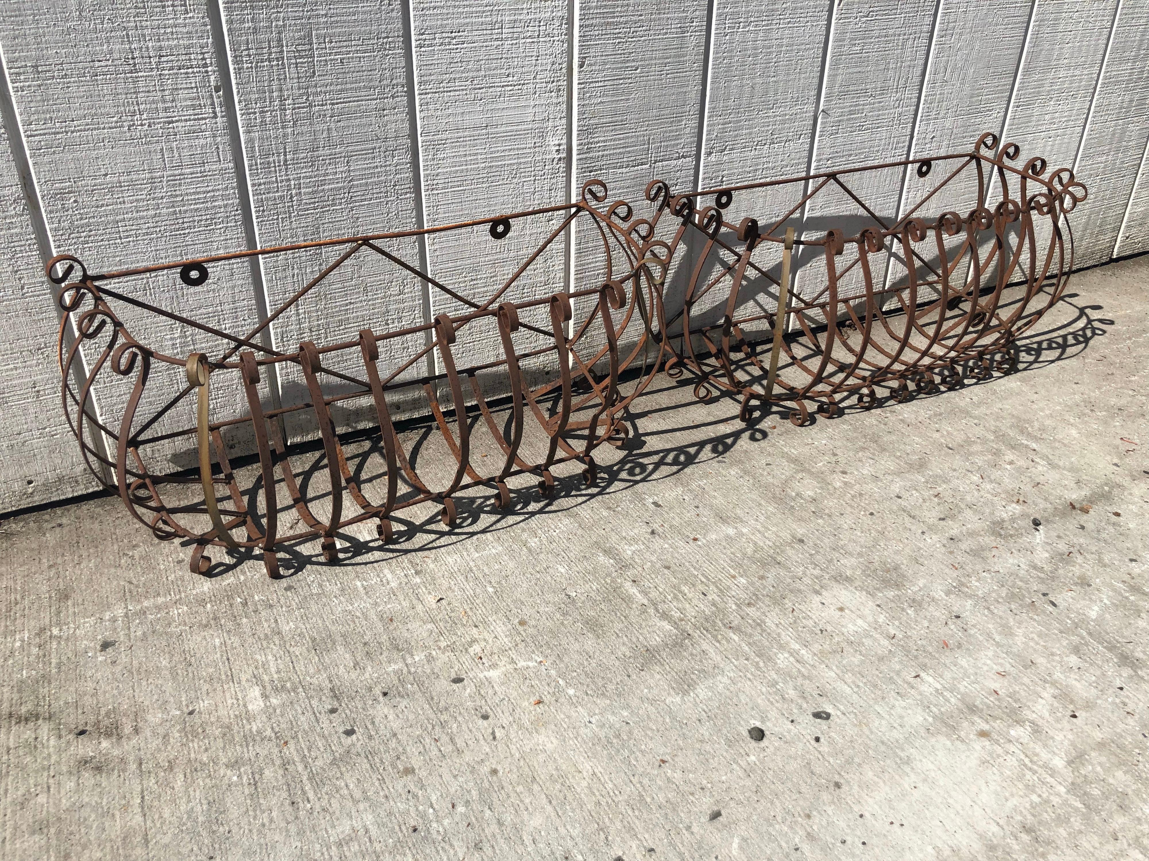 Pair of Iron Window Boxes In Good Condition In Redding, CT