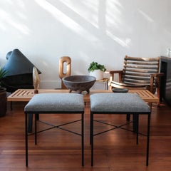 Pair of Iron X-Base Ottomans, 1950s