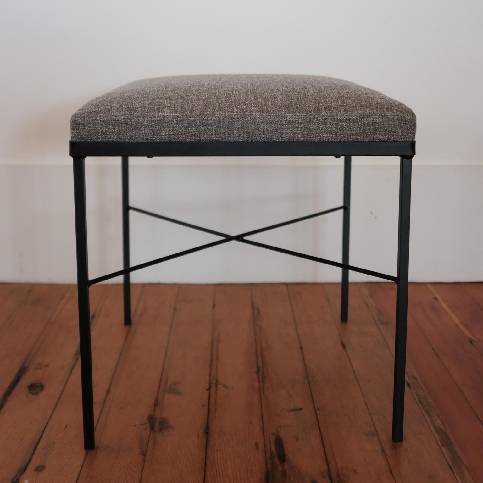 American Pair of Iron X-Base Ottomans, 1950s For Sale