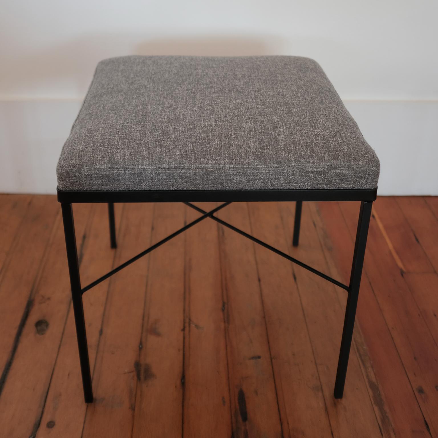 Mid-20th Century Pair of Iron X-Base Ottomans, 1950s For Sale