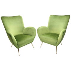 Pair of ISA Italian Club Chairs in the Style of Gio Ponti