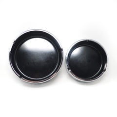 Pair of Isamu Kenmochi Black and Chrome Ashtrays