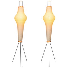 Pair of Isamu Noguchi Akari 14A Floor Lamps