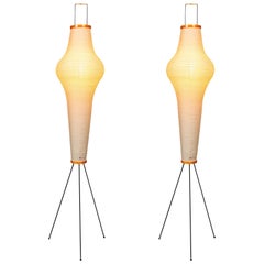 Pair of Isamu Noguchi Akari 14A Floor Lamps