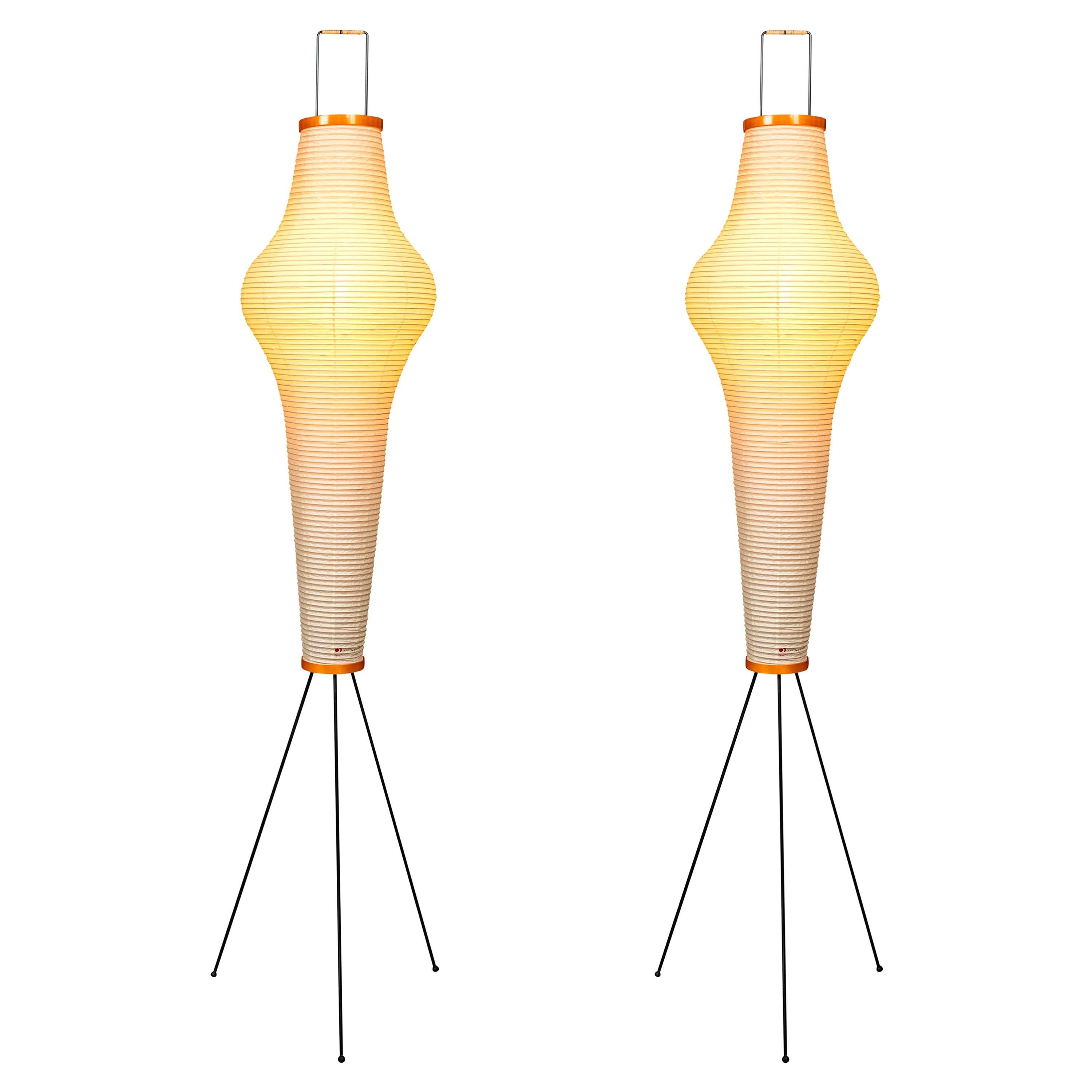 Pair of Isamu Noguchi Akari 14A Floor Lamps
