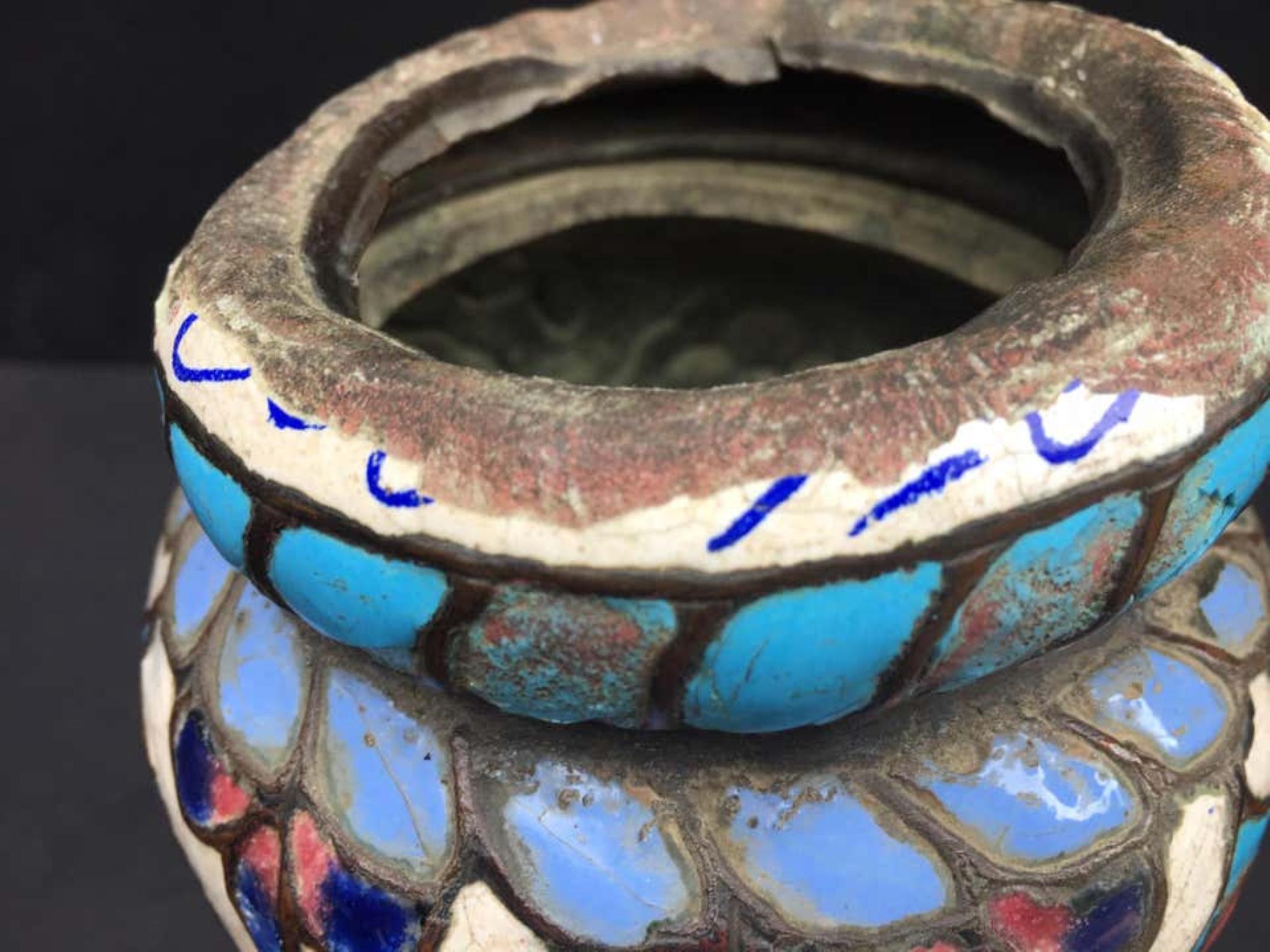 Pair of Islamic Enameled Vessels, Ancient Urns For Sale 9