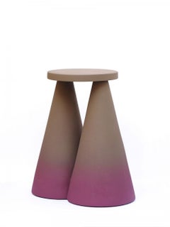 Pair of Unique Handmade Purple Ceramic Isola Small Side Tables by Cara Davide