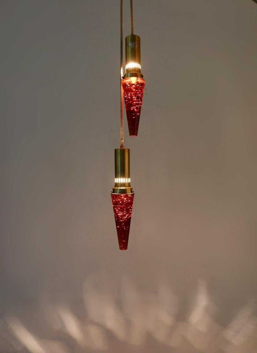 Pair of “Istappen” pendants by Ateljé Engberg. 1960s Sweden.