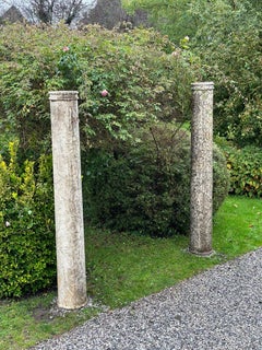 Pair Of Istrian Stone Columns, Venice 16th Century