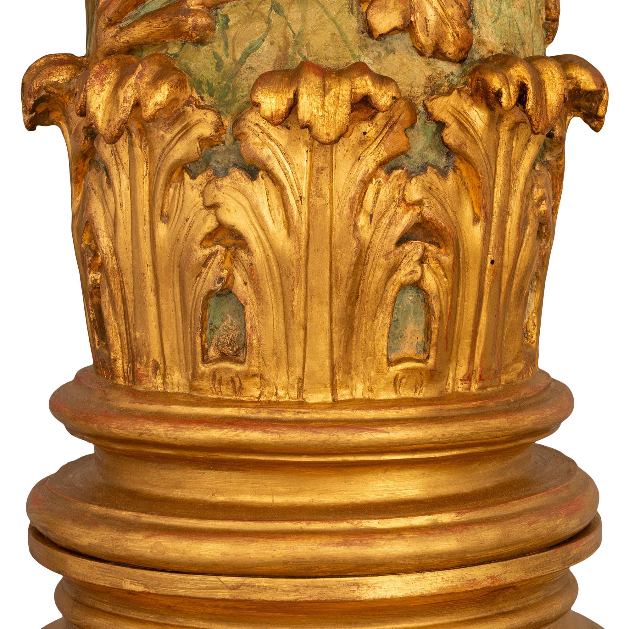 Paire de colonnes italiennes en bois doré de la période baroque du 17e siècle, vers 1670 en vente 2