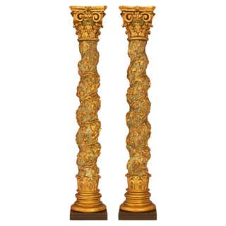 Pair of Italian Rococo Style Gilt Columns For Sale at 1stDibs | rococo ...