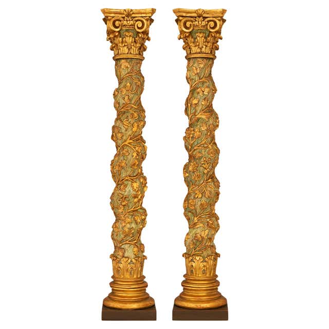 Pair of Italian Rococo Style Gilt Columns For Sale at 1stDibs | rococo ...