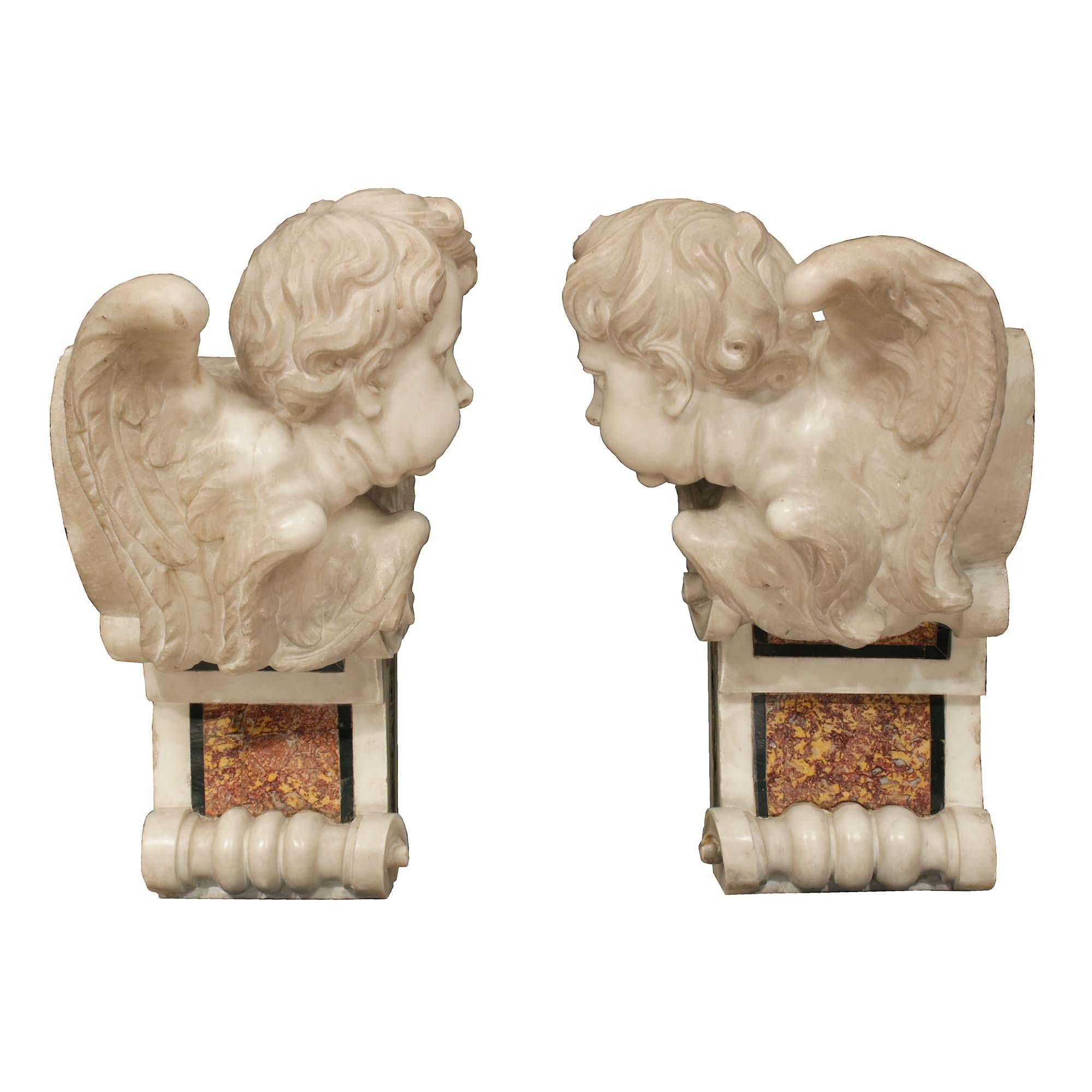 18th Century and Earlier Pair of Italian 17th Century Baroque Period Marble Architectural Elements For Sale