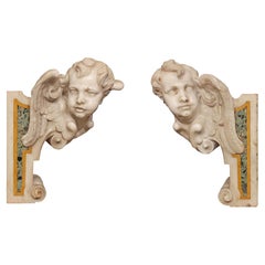 Antique Pair of Italian 17th Century Baroque Period Marble Architectural Elements