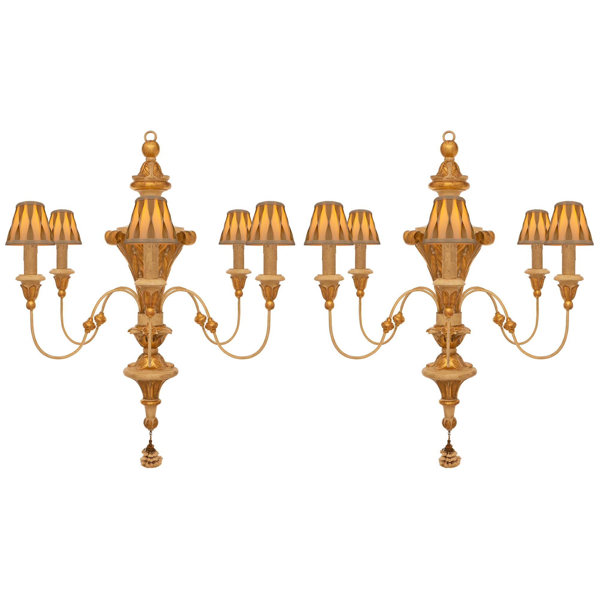 Pair Of Italian 17th Century Louis XIV Period Giltwood Chandeliers