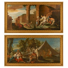 Pair of Italian 17th Century Oil on Canvas Paintings by Antonio Travi