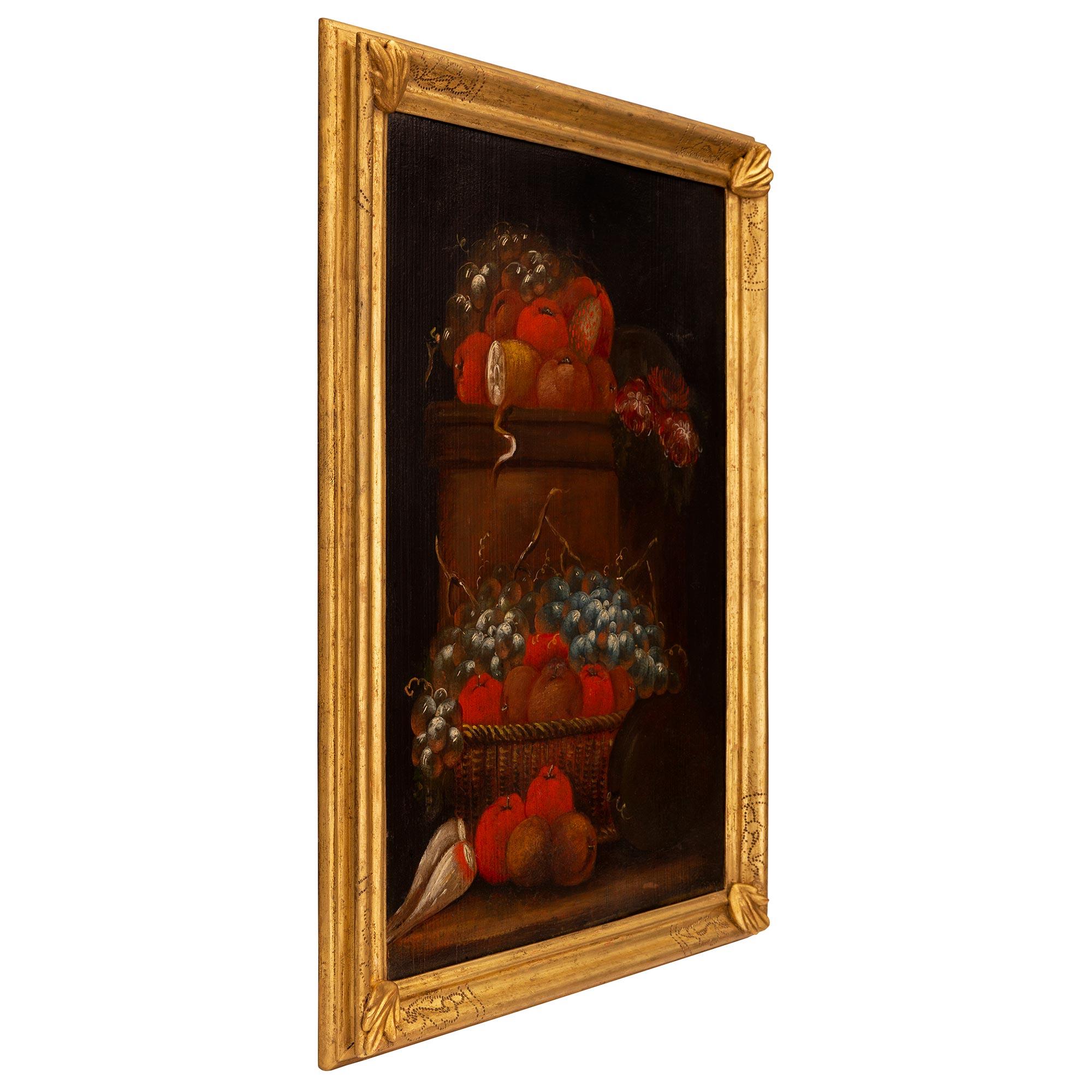 Pair of Italian 17th Century Oil Painted on Wood Still Life Paintings In Good Condition For Sale In West Palm Beach, FL