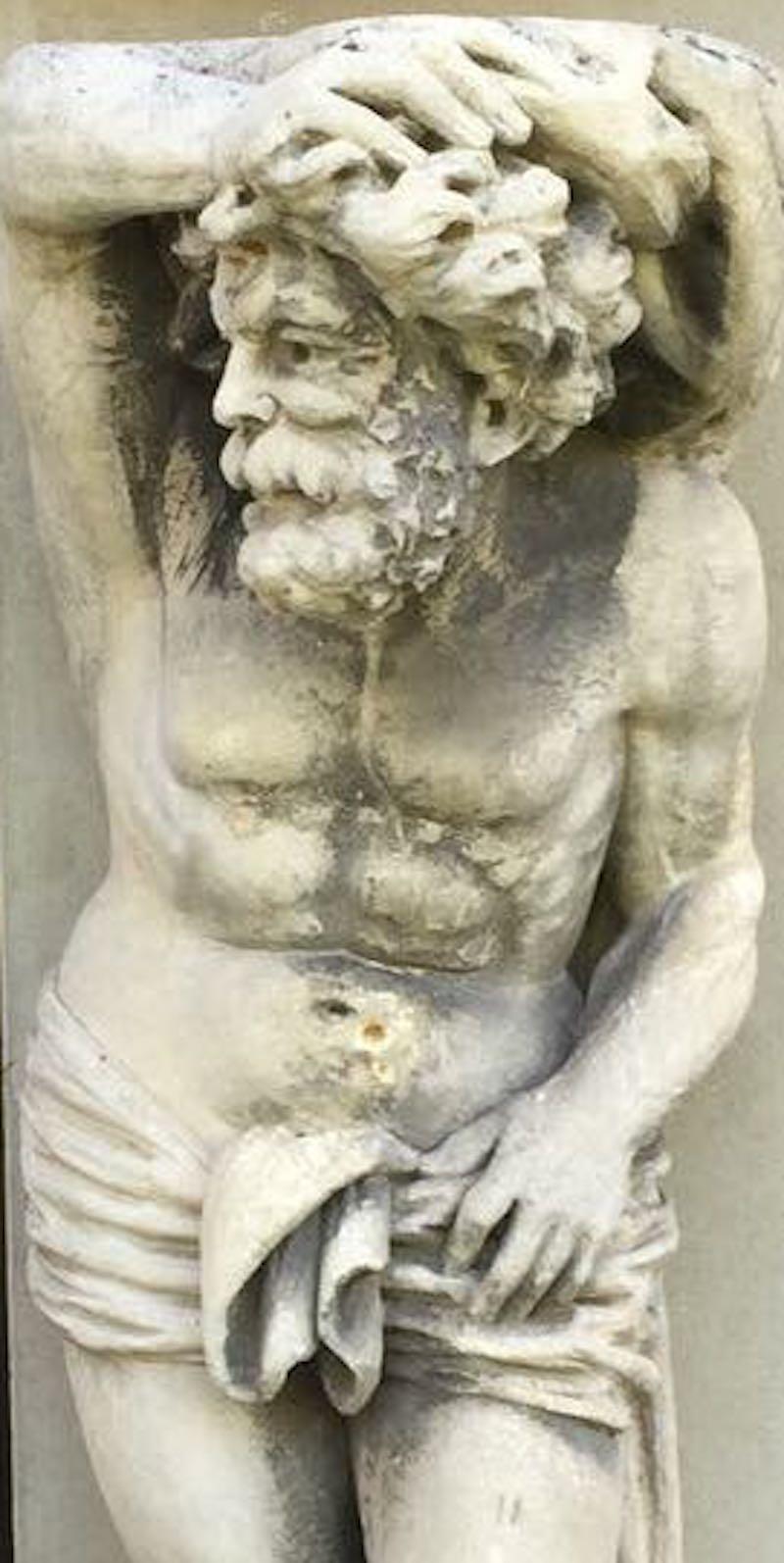 Pair of Italian 17th Century Stone Sculptures of Telamons 4