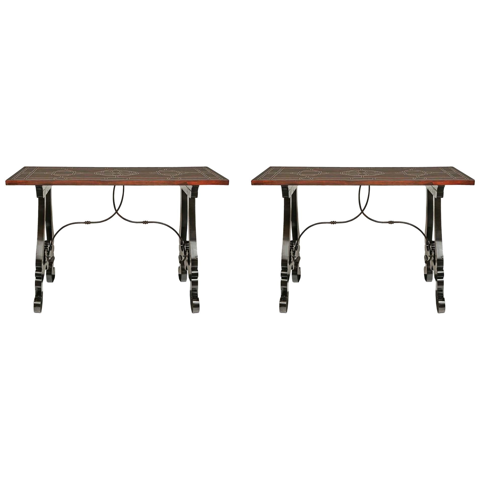 Pair of Italian 17th Century Trestle Tables from Florence For Sale
