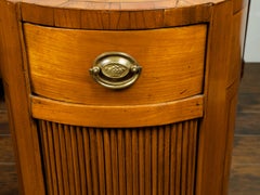 Pair of Italian 1800s Walnut Demilune Bedside Tables with Tambour Doors