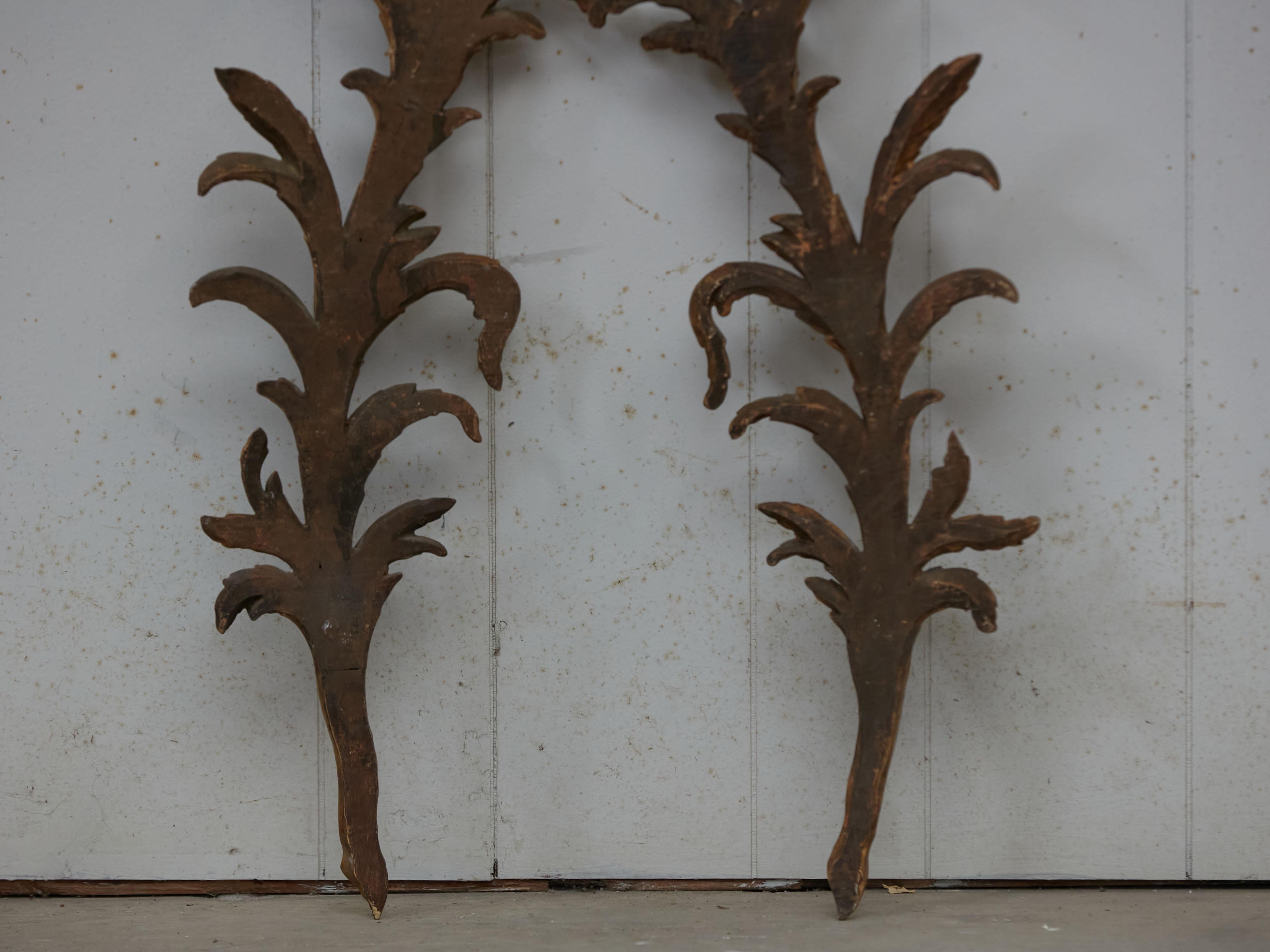 Pair of Italian 1820s Carved Giltwood Wall Fragments Depicting Scrolling Foliage For Sale 2