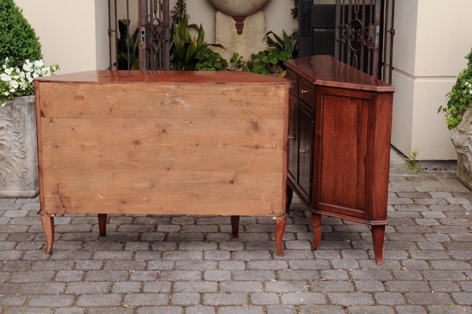 Pair of Italian 1875 Walnut Credenzas with Canted Sides, Drawers and Doors 9
