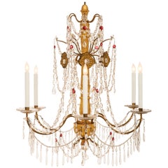 Pair Of Italian 18th c. Genovese St. Giltwood, Glass, Iron & Crystal Chandeliers