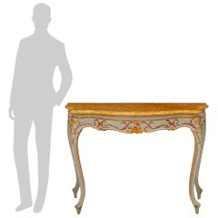 Pair Of Italian 18th c. Venetian St. Giltwood, Patinated Wood & Marble Consoles
