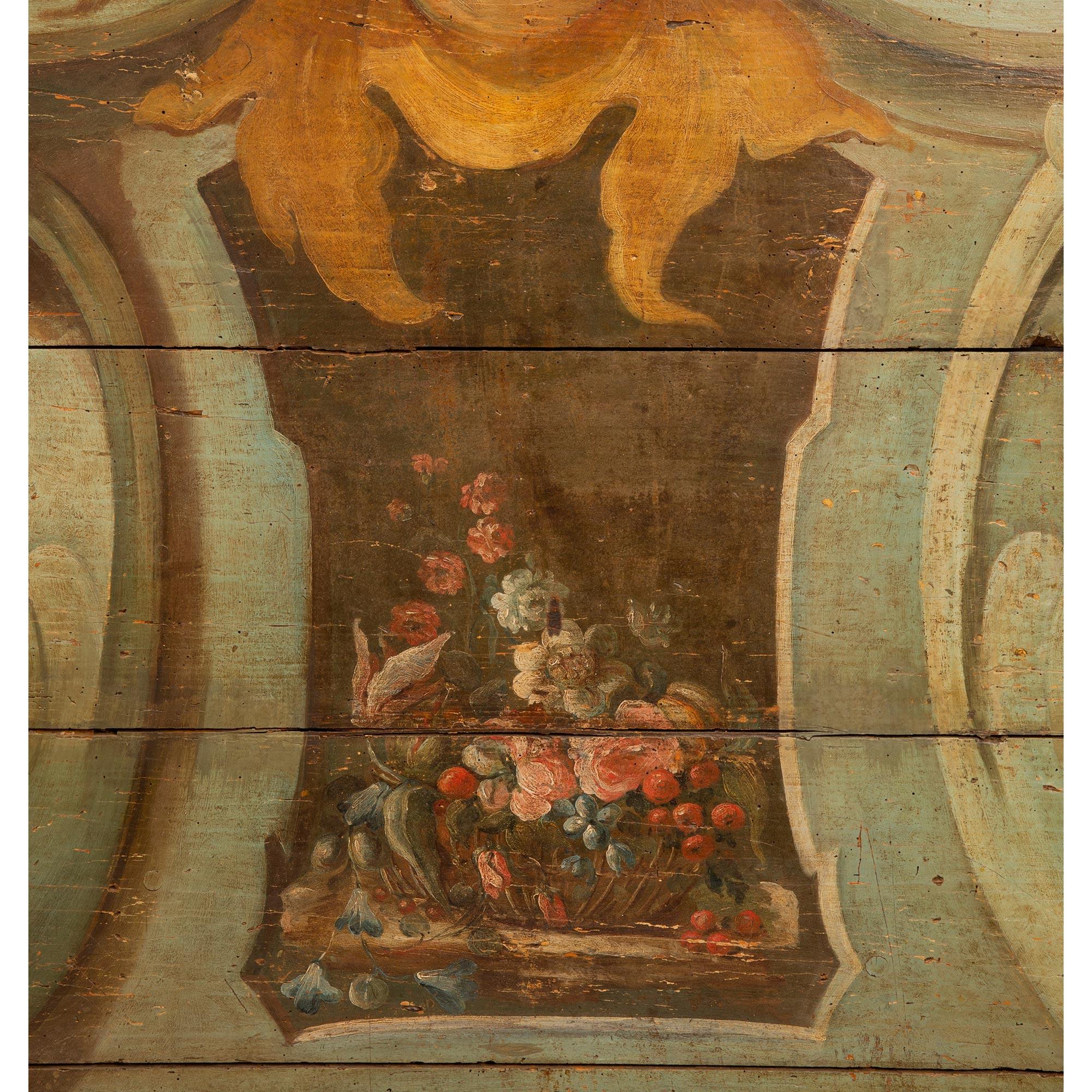 Ein Paar italienische polychrome barocke Cassapanca-Bänke aus dem 18. Jahrhundert im Angebot 3