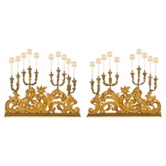 Pair of Italian 18th Century Baroque Electrified Candelabras