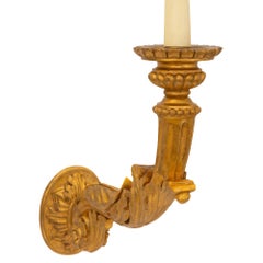 Pair of Italian 18th Century Baroque St. Giltwood Bras De Lumière Sconces