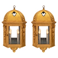 Pair of Italian 18th Century Baroque St. Giltwood Lanterns