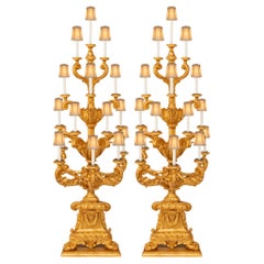 paire de lampadaires Torchière en bois doré baroque italien du 18e siècle