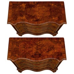 Pair of Italian 18th Century Baroque St. Walnut, Burl Walnut and Bronze Commodes