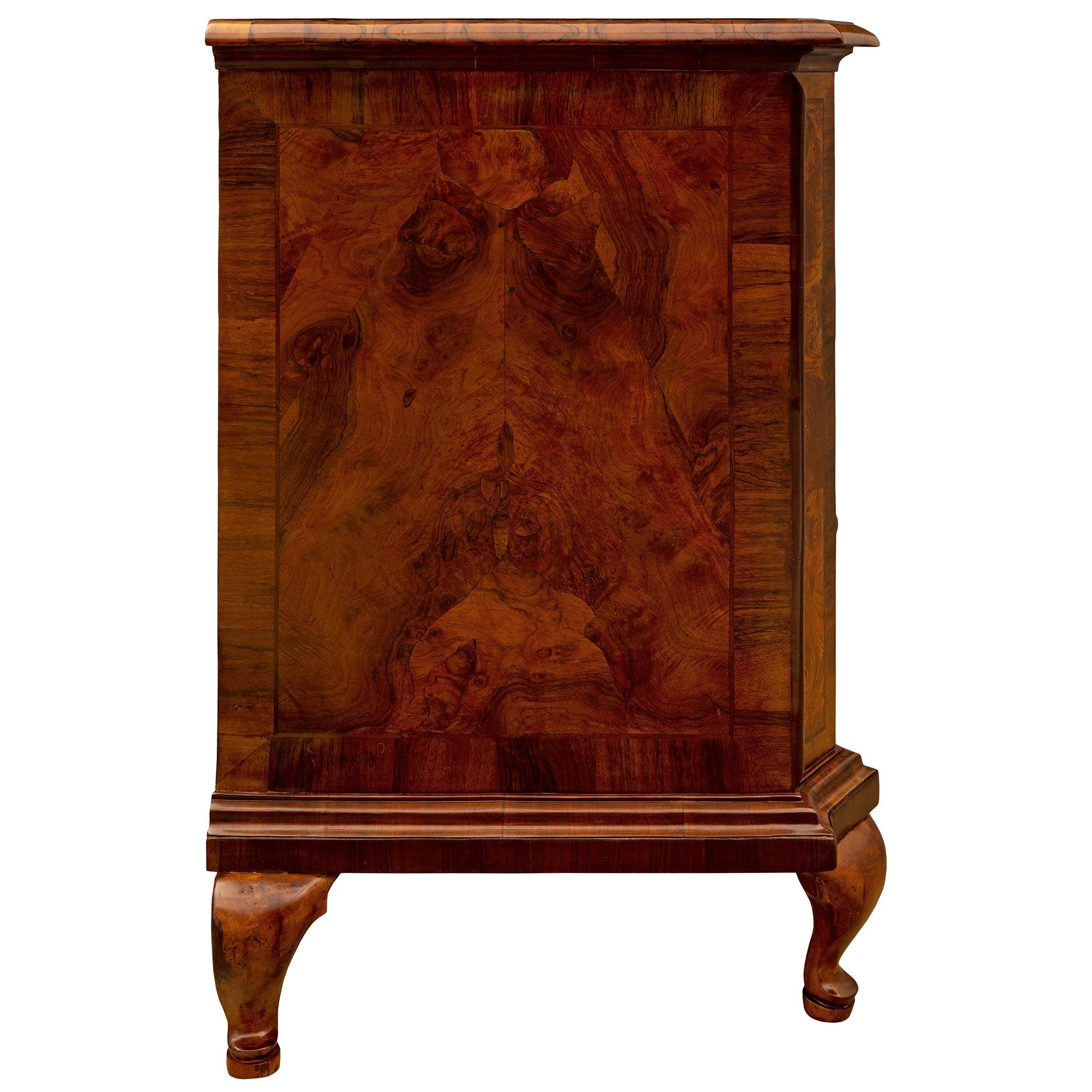 Pair of Italian 18th Century Baroque St. Walnut, Burl Walnut and Bronze Commodes For Sale 1