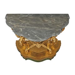 Pair of Italian 18th Century Baroque Style Consoles from the Lombardi Region