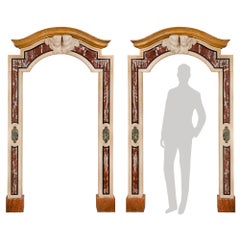 Pair of Italian 18th Century Baroque Style Marble Portals/Surrounds
