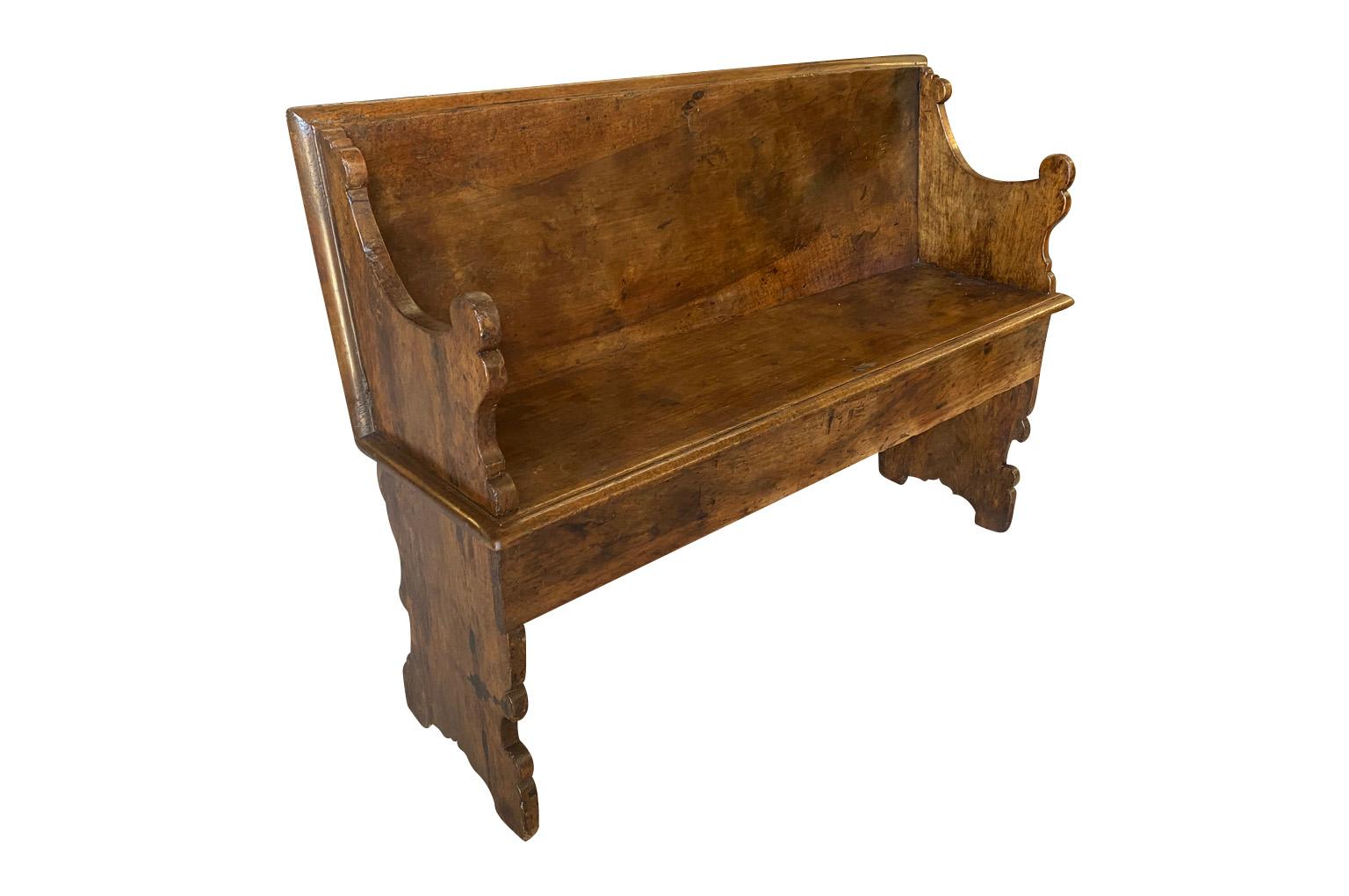 Walnut Pair of Italian 18th Century Benches For Sale