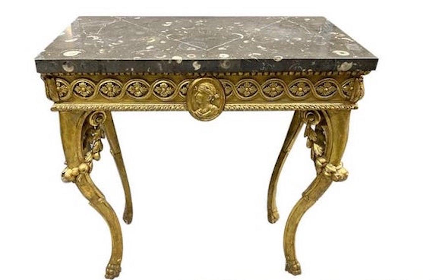 Pair of Italian 18th Century Carved Giltwood Console Tables, 1770 3