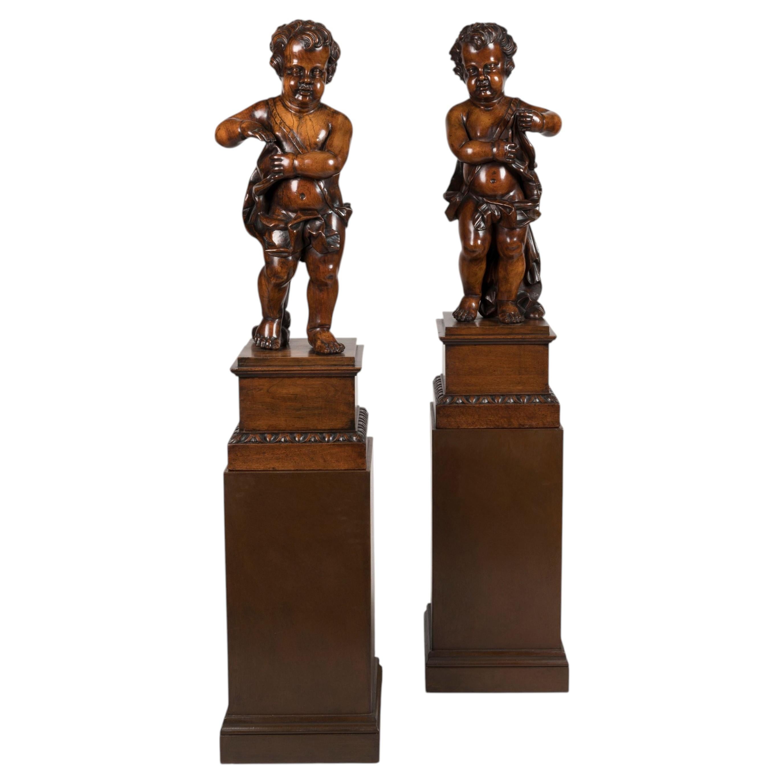 Pair of Italian 18th Century Carved Putti
